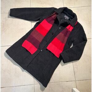 Woolrich Car Coat Womens sz M Onyx black 80-Wool + Nylon double breasted classic